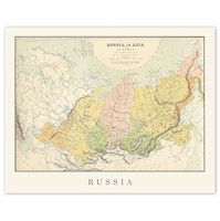 Cuadro de mapa vintage de Rusia a Asia STARS BY NATURE